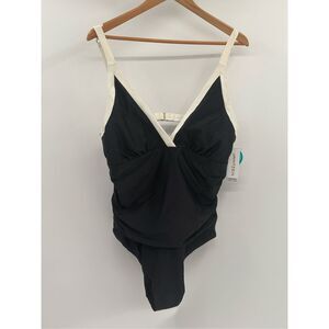 Jantzen Swimsuit One Piece Women Size 18 Black White Padded New